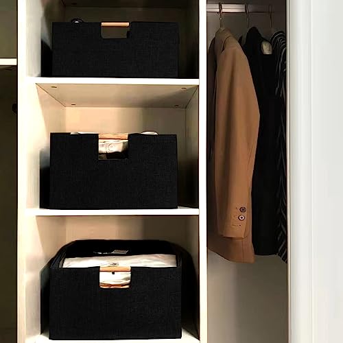 xianshengle Storage Bins & Fabric Storage Basket for Shelves - Decorative Baskets Storage Box Cubes Containers W/Handles for Closet Shelf Nursery Toy, Home, Office, Books,Bathroom (Black) - Image 5