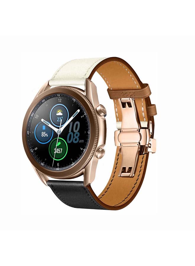 Perfii Replacement Band For Samsung Galaxy Watch3 Noir/Blanc/Gold Swift - White Black