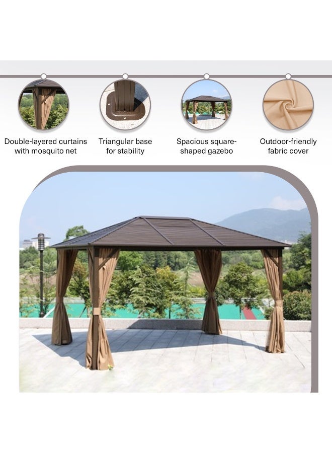 Pan Home Ejanta Gazebo 400X300X270 Cm- Brown - Image 4