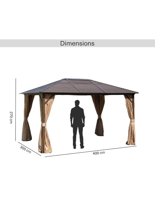 Pan Home Ejanta Gazebo 400X300X270 Cm- Brown - Image 5