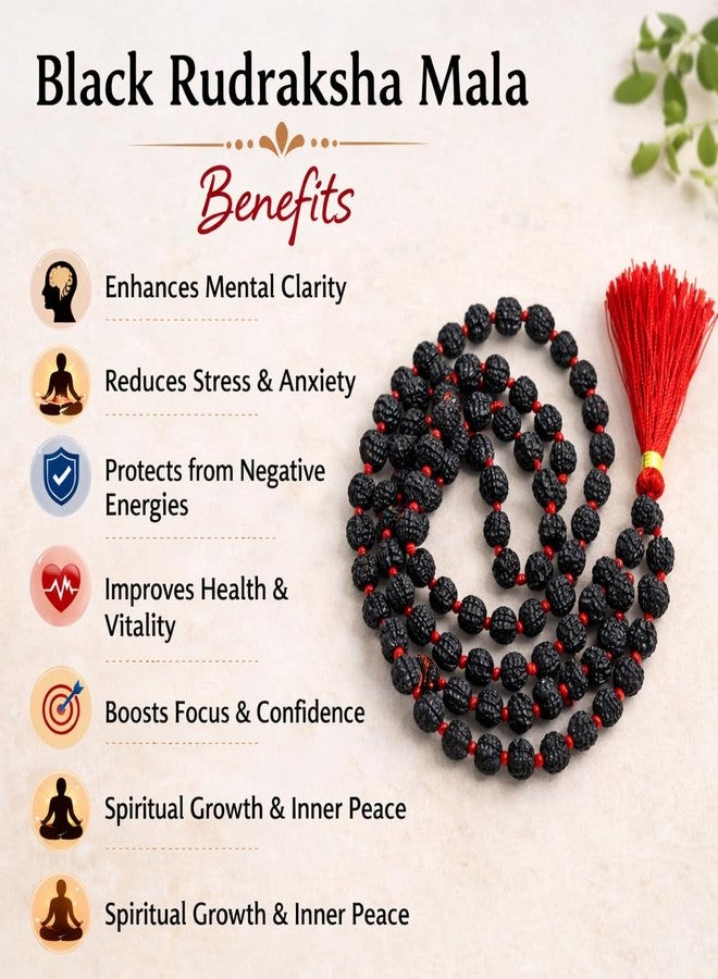 A&S VENTURES Original 5 Mukhi Rudraksha Mala 108+1 Beads with Red Tassel | Natural Panchmukhi Rudraksha Japa Mala for Meditation, Yoga & Spiritual Healing | Energized Rudraksha Prayer Mala for Men & Women - Image 4