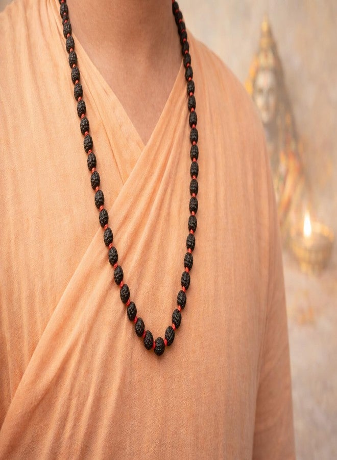 A&S VENTURES Original 5 Mukhi Rudraksha Mala 108+1 Beads with Red Tassel | Natural Panchmukhi Rudraksha Japa Mala for Meditation, Yoga & Spiritual Healing | Energized Rudraksha Prayer Mala for Men & Women - Image 2