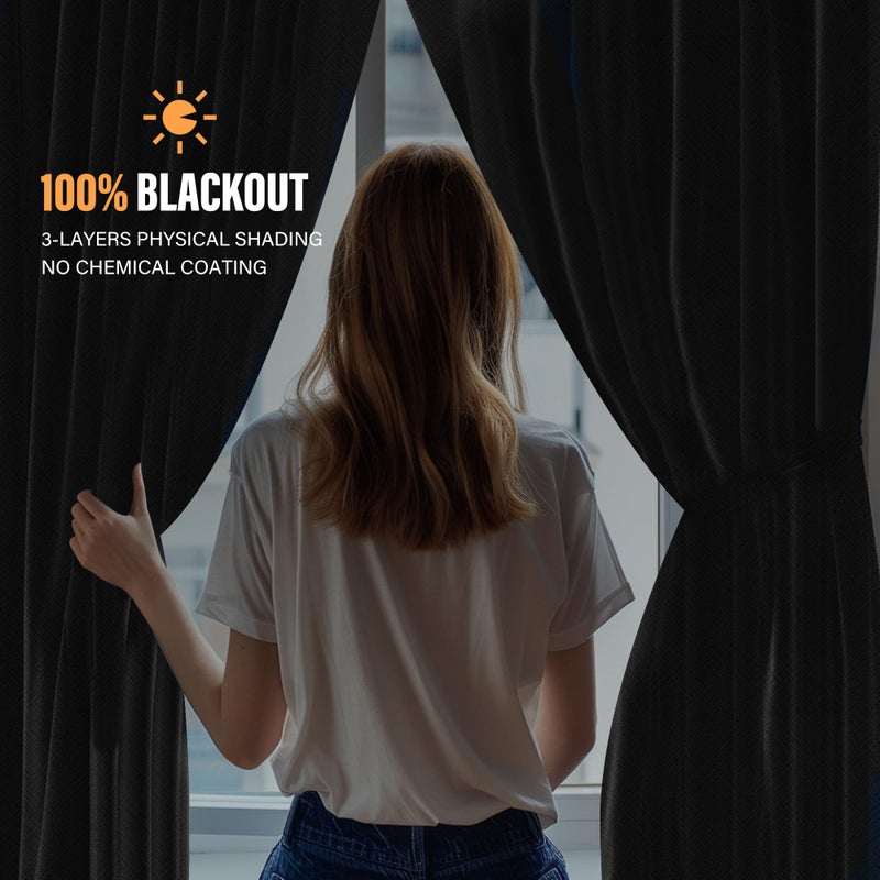 MaKefeile Room Divider Curtain with Flexible Ceiling Track Set Total Blackout Ceiling Curtains and Track Sliding Door Curtains Extra Wide Curtains Portable Curtain.(Black W150 x H96 1 Panel) - Image 5