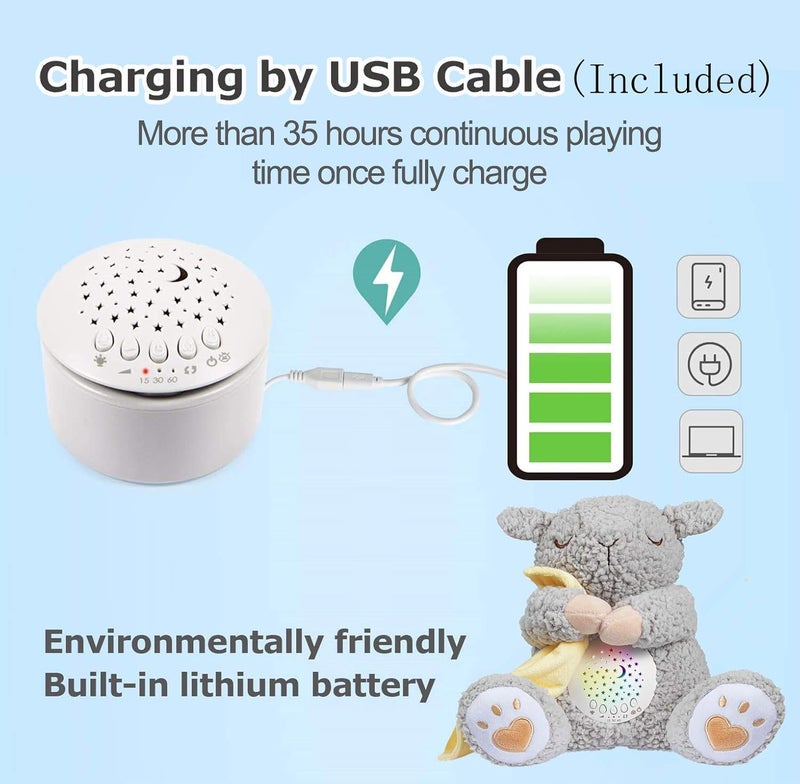 BEREST Rechargeable Baby Sleep Soother, Mom's Heartbeat Babies Cry Sensor Lullabies & White Noise Sound, Nursery Decor Night Light Projector Toddler Crib Sleeping Aid, Boys & Girls Shower Gifts - Image 4