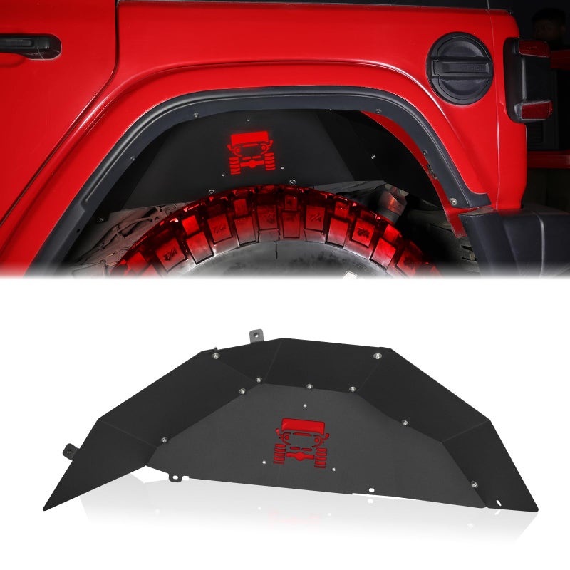 JROAD Jeep wrangler Inner Fender Rear Fender Liners Compatible with Jeep Wrangler JL Aluminumwith 4 LED Lights for 20182022 Jeep Wrangler JLNo fit 20202022 Gladiator JT