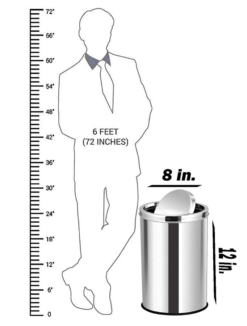 OPR Stainless Steel Swing Dust Bin with Lid| Garbage Bin, Round Shape Trash Can for Home, Kitchen, Washroom, Offices And Bathroom (8 X 12 in. -10 Liter) - Image 2