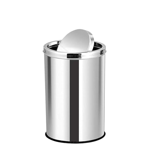 OPR Stainless Steel Swing Dust Bin with Lid| Garbage Bin, Round Shape Trash Can for Home, Kitchen, Washroom, Offices And Bathroom (8 X 12 in. -10 Liter) - Image 1