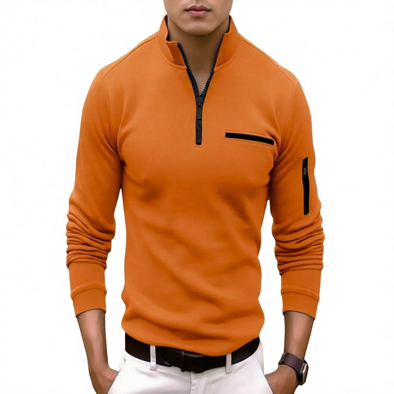 Men's Polo Shirt with Arm Zipper for Sports - Image 1