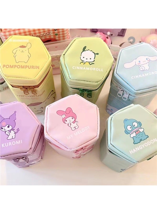 JINGFA Octagonal Cartoon Pen Holder Large Capacity Cute Pacha Dog Pencil Case Pencil Case Student Stationery Pencil Case Korean Style Pu Pencil Case - Image 2