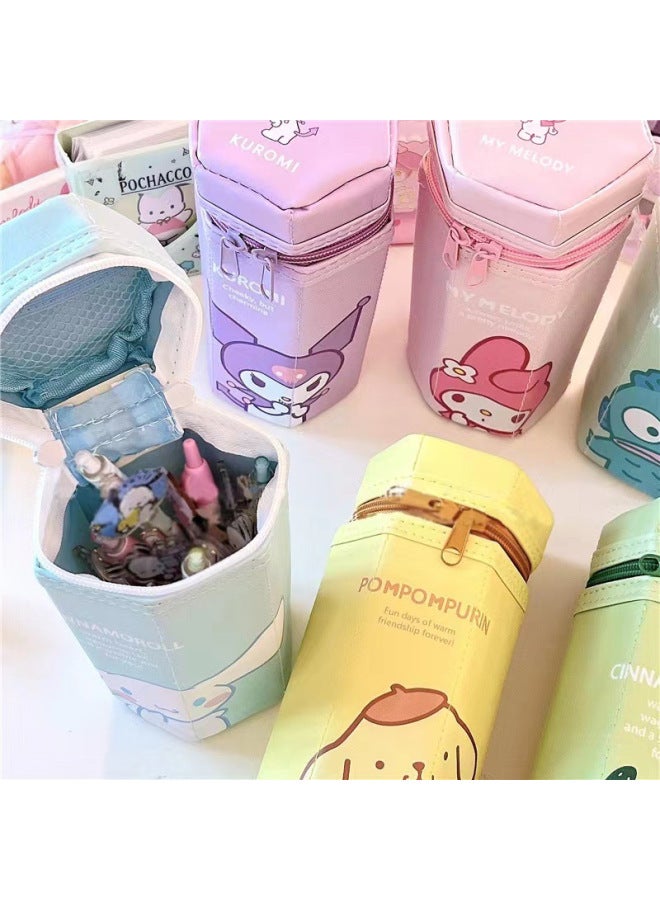 JINGFA Octagonal Cartoon Pen Holder Large Capacity Cute Pacha Dog Pencil Case Pencil Case Student Stationery Pencil Case Korean Style Pu Pencil Case - Image 3