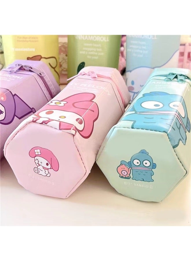 JINGFA Octagonal Cartoon Pen Holder Large Capacity Cute Pacha Dog Pencil Case Pencil Case Student Stationery Pencil Case Korean Style Pu Pencil Case - Image 4