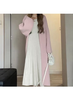 French Soft Knit Dress Sweater Coat Set Pink Cardigan [single piece]]