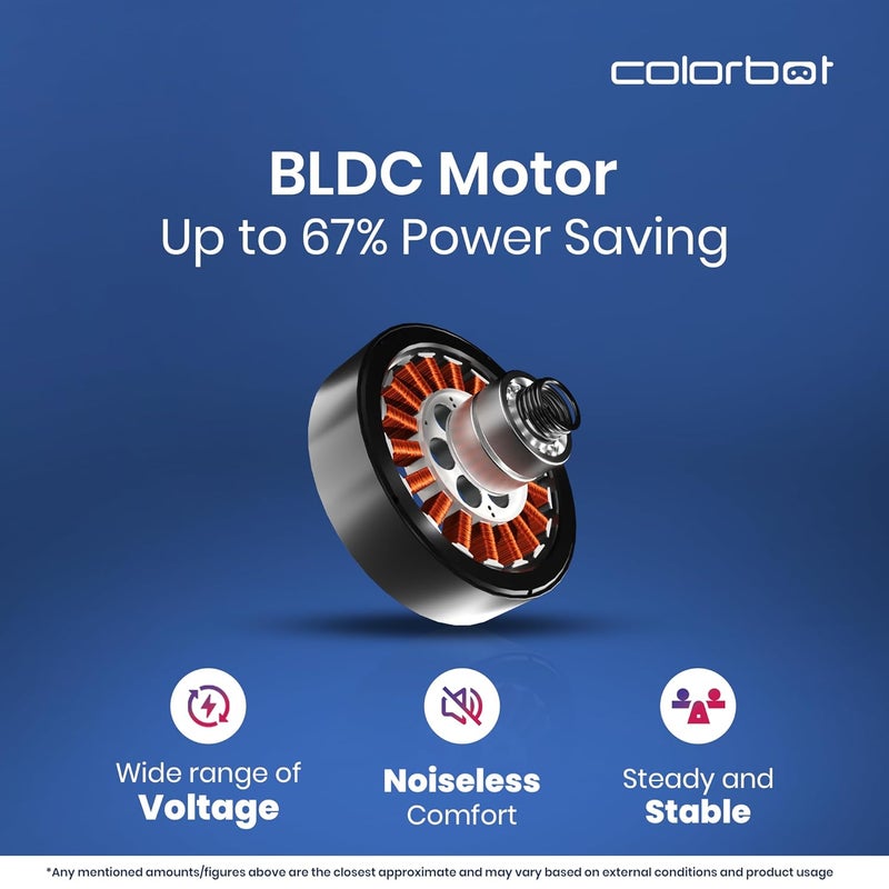 Colorbot Colorbot Knoxx 1200 mm BEE 5 Star Rated BLDC Ceiling Fans with Remote Control High Speed Power Saver 100 Copper Winding Reverse Mode 22 Year Warranty Arctic White  - Image 5