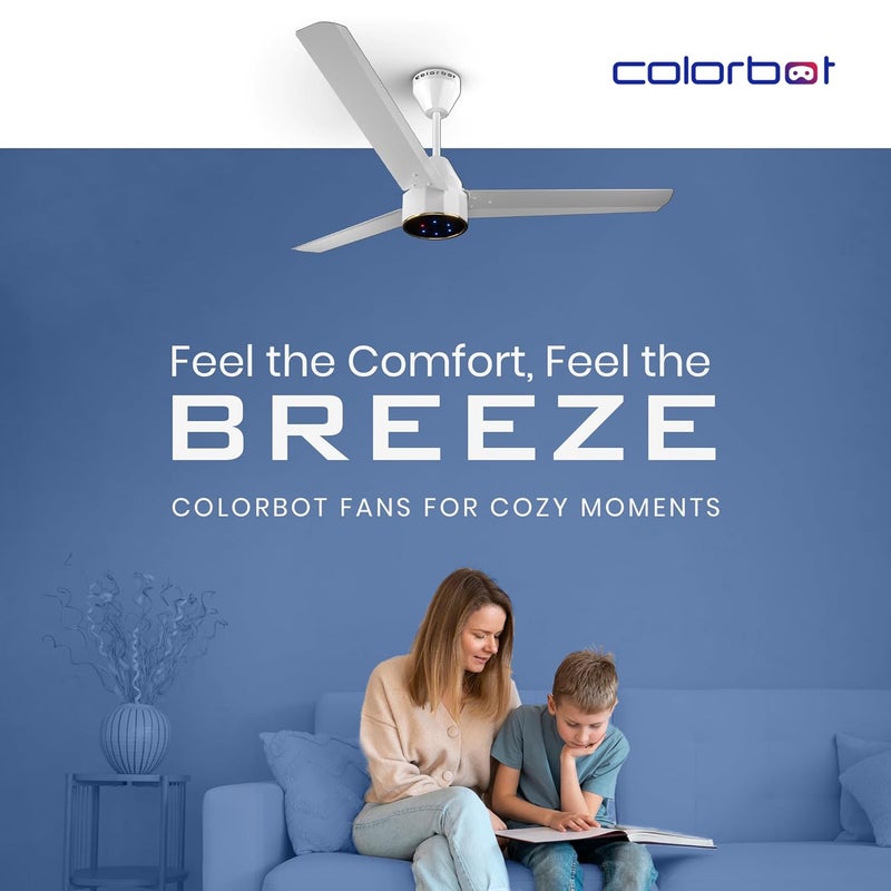 Colorbot Colorbot Knoxx 1200 mm BEE 5 Star Rated BLDC Ceiling Fans with Remote Control High Speed Power Saver 100 Copper Winding Reverse Mode 22 Year Warranty Arctic White  - Image 3
