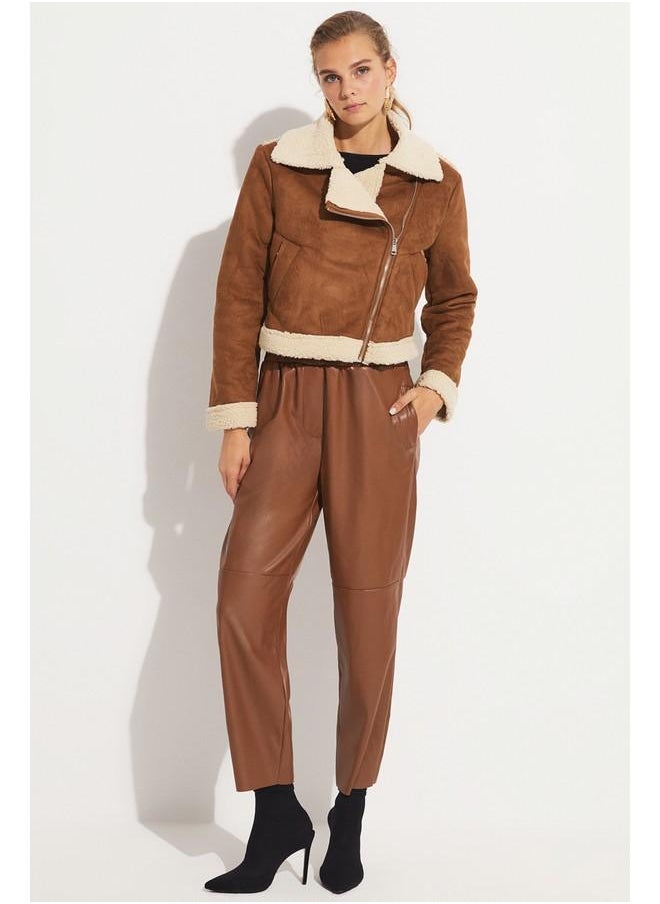 JUNE - June Furry Coat Brown - Image 1
