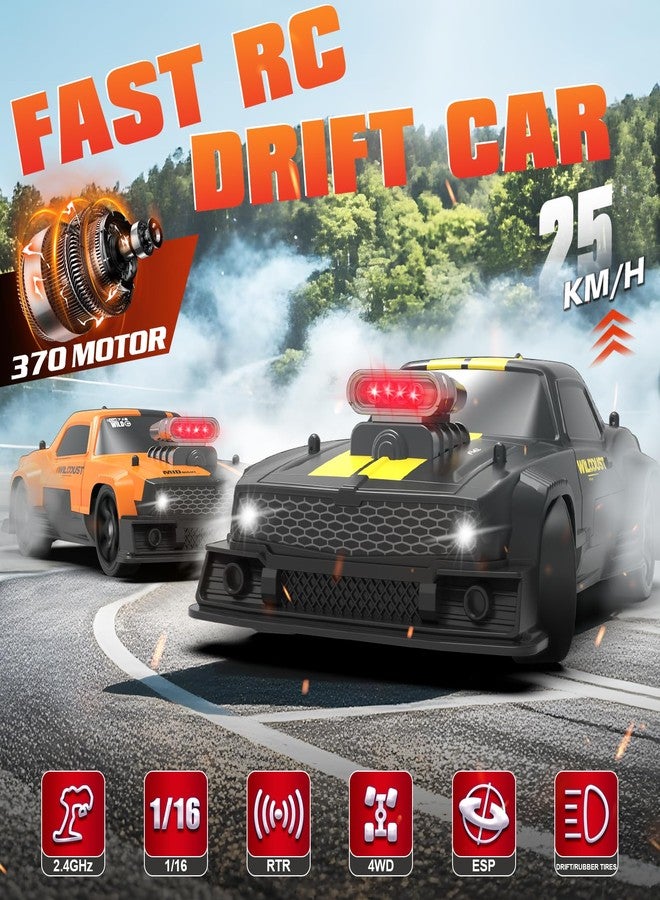 Sakeye RC Drift Car, Fast RC Cars for Adults Drifting Car with Gyro 4WD RTR Full Proportion Remote Control Cars 2.4GHz 1:16 Racing Vehicle with Lights Batteries Sport Toy for Boys Kids - Image 2
