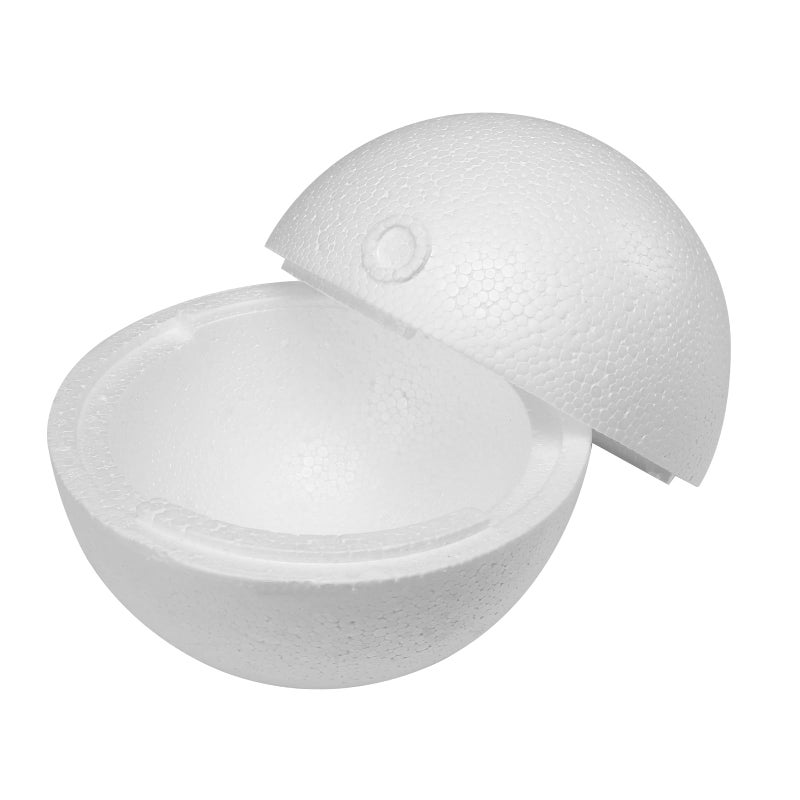 Crafjie 2PCS 8 Inchs Hollow Half Foam Balls Hollow Dome Polystyrene Balls Craft Hollow Ball for DIY Crafts Arts Round Balls with Artist Painting Supplies and DIY Home Craft Project（White） - Image 1