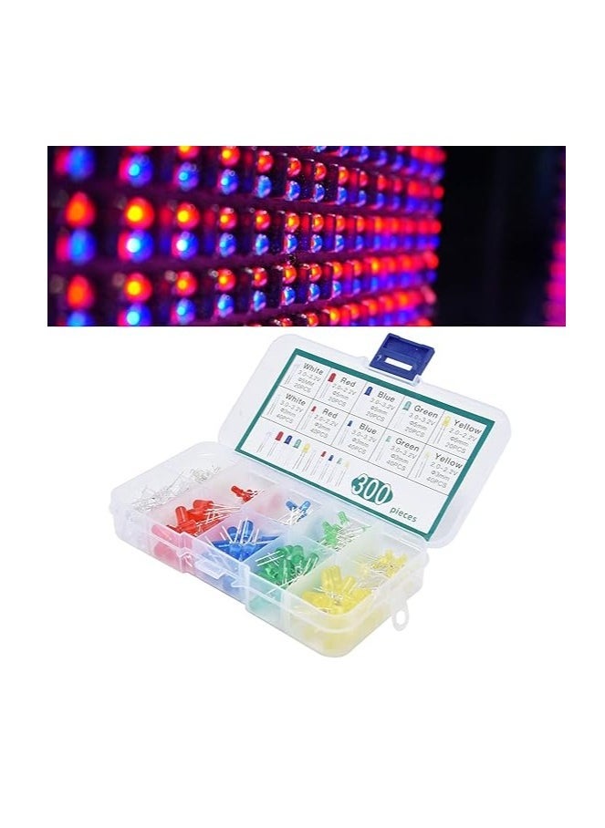 Raxoom Light Emitting Diodes, LED Light Diodes Lighting Bulbs Lamps Leds Electronics Components Parts 5 Colors 300Pcs for Electronic Products for Home Appliances - Image 5