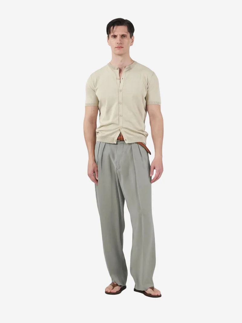 جيستو GIESTO Men's Mid Waist Wide Leg Pleated Trousers
