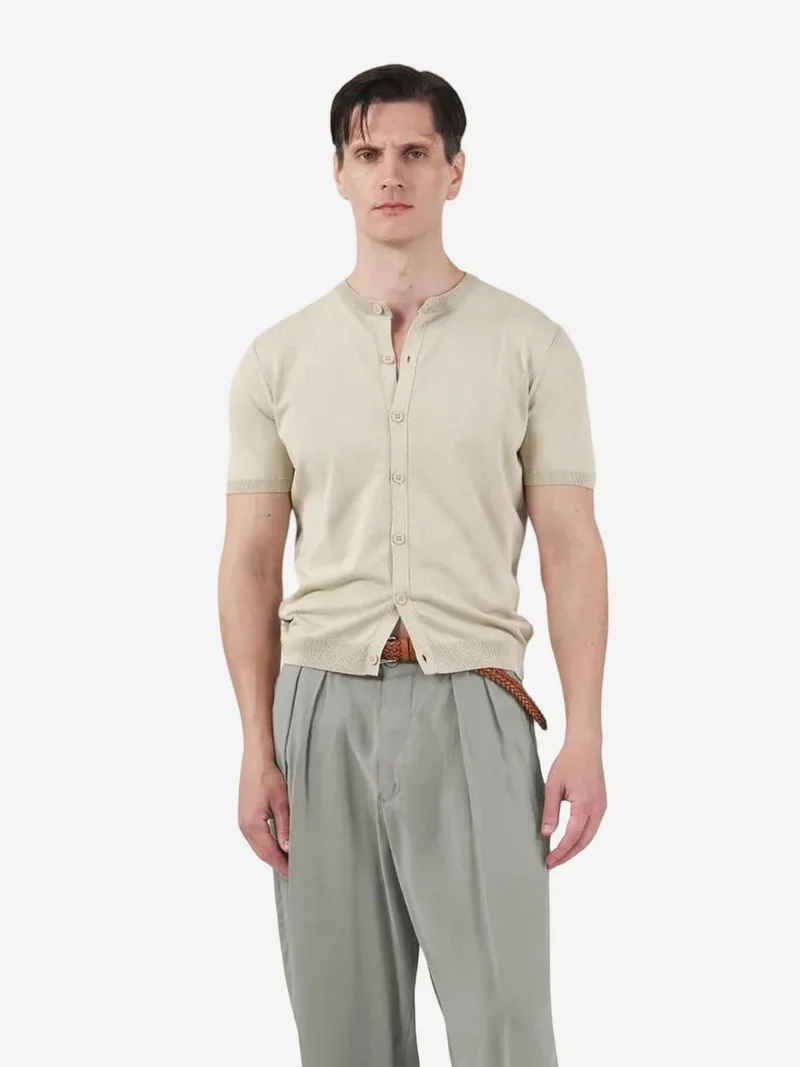 Giesto Khaki Green GIESTO Men's Mid Waist Wide Leg Pleated Trousers for Men | Best Price UAE