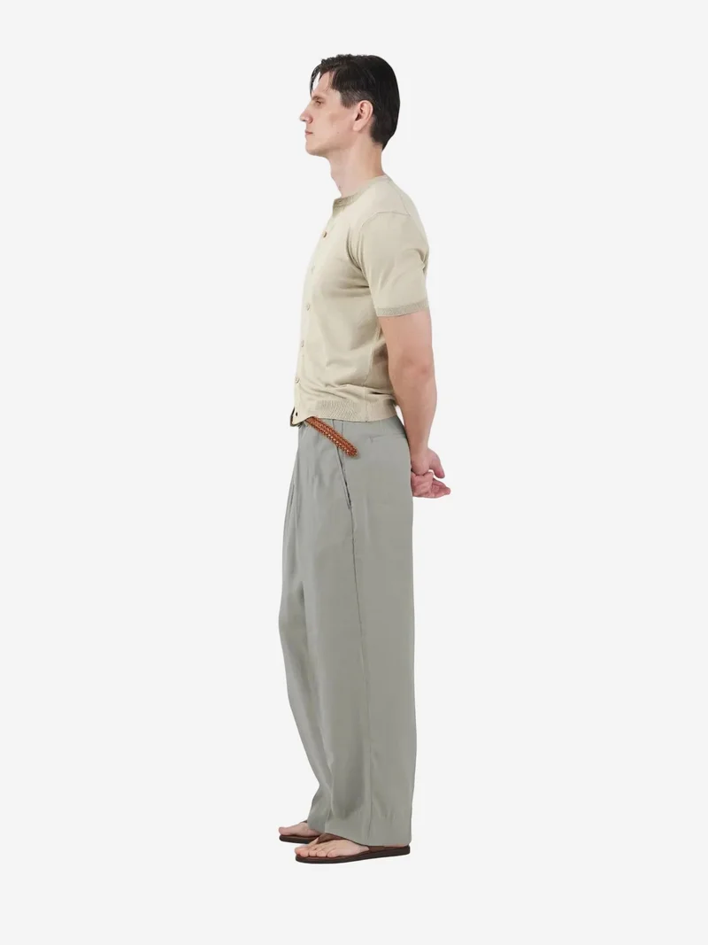 جيستو GIESTO Men's Mid Waist Wide Leg Pleated Trousers