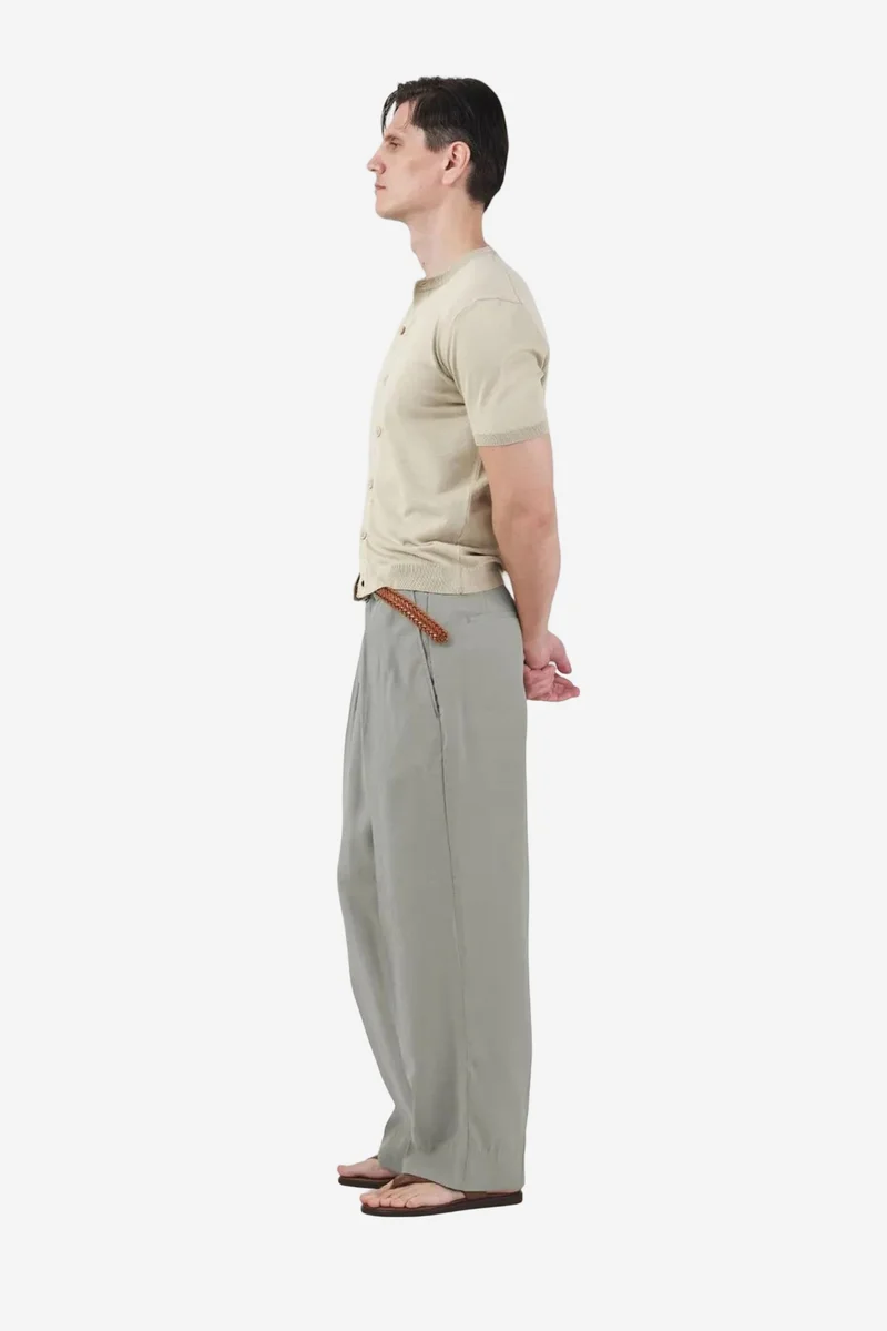 Giesto Khaki Green GIESTO Men's Mid Waist Wide Leg Pleated Trousers for Men | Best Price UAE