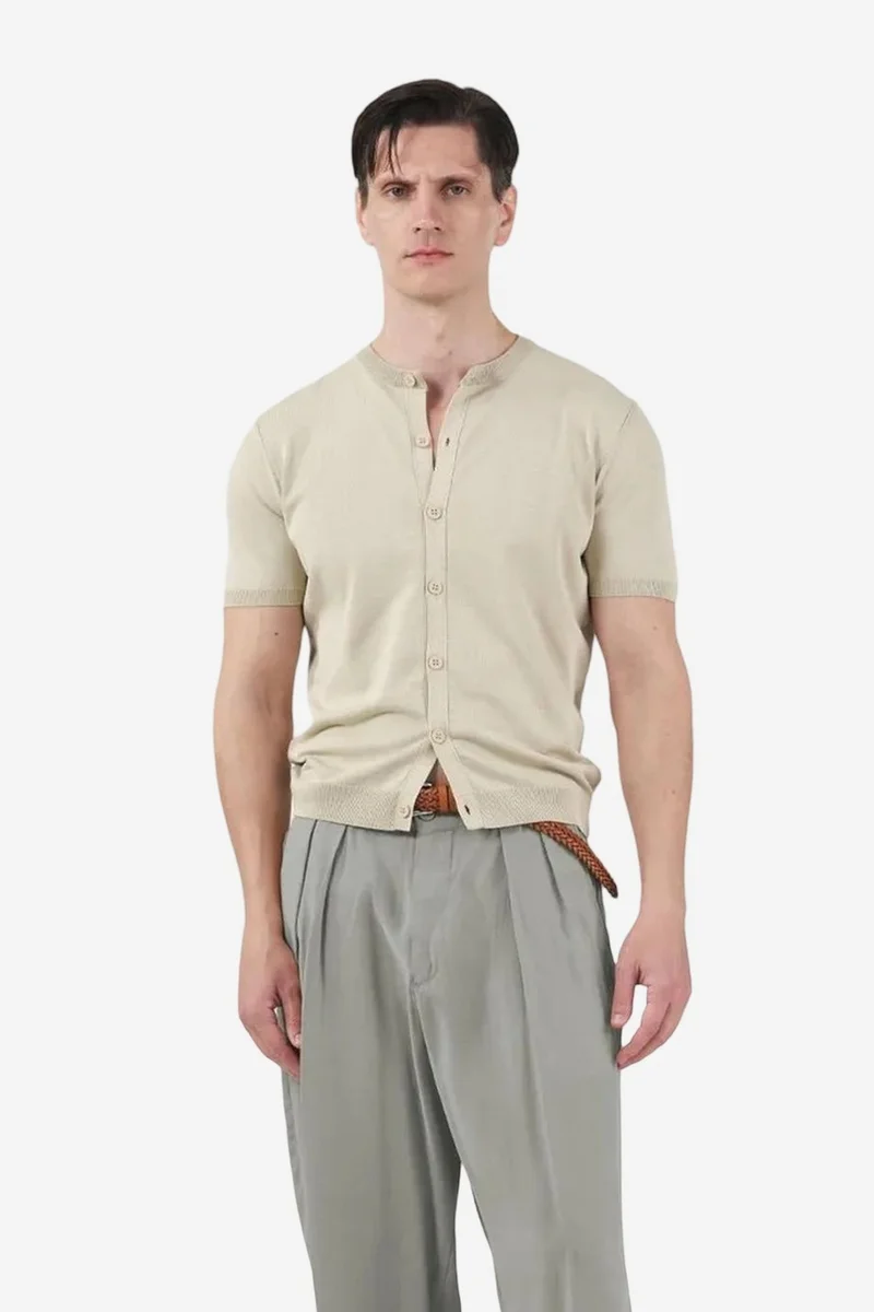 Giesto Khaki Green GIESTO Men's Mid Waist Wide Leg Pleated Trousers for Men | Best Price UAE
