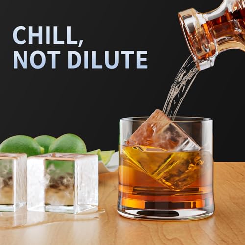 FDDBI Large Ice Cube Tray for Whiskey: FDDBI Big Square Ice Cube Maker for Cocktail - 3Pack Silicone Old Fashioned Ice Cube Trays - 2inch Huge Cubed Ice Trays for Whisky - Image 4