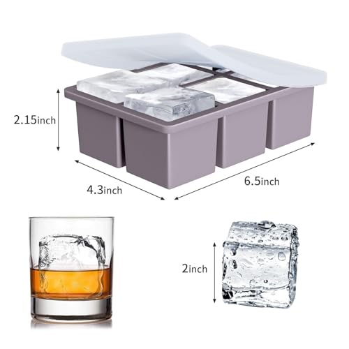 FDDBI Large Ice Cube Tray for Whiskey: FDDBI Big Square Ice Cube Maker for Cocktail - 3Pack Silicone Old Fashioned Ice Cube Trays - 2inch Huge Cubed Ice Trays for Whisky - Image 5