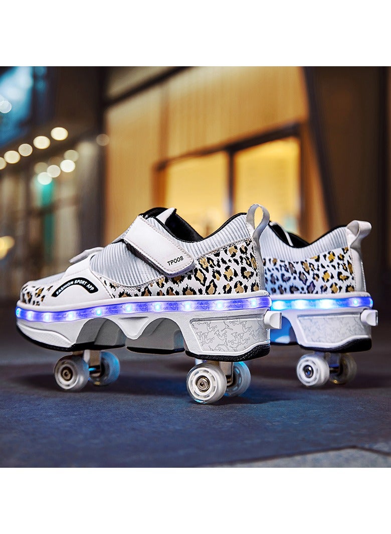 Loquat LED Flash Light Sneaker Skate Shoes with Wheels USB Charging Roller Skates Shoes - Image 3