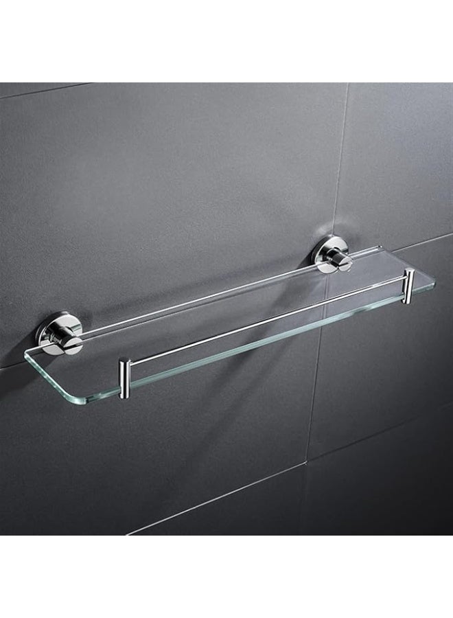 Midwest رفوف زجاجية مثبتة على الحائط - مجموعة رفوف زجاجية للحمام بإطار من الفولاذ المقاوم للصدأ - Image 2