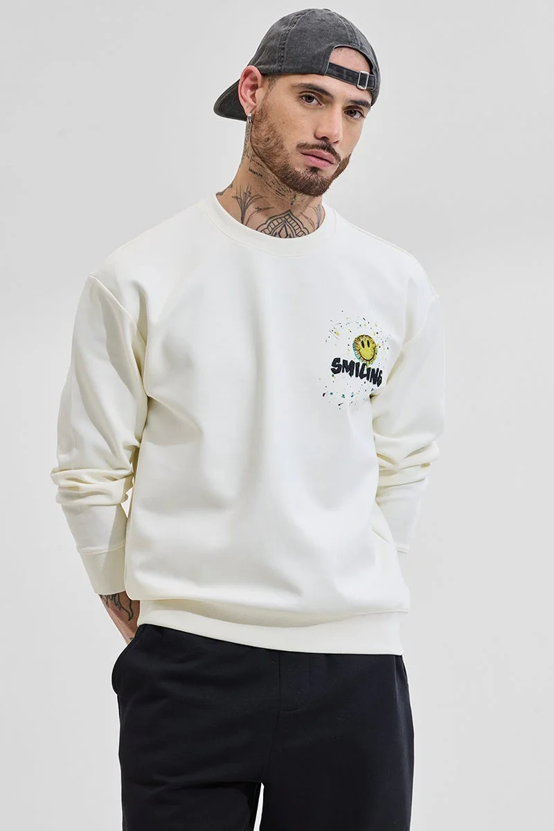 سنيتش Off-White Graphic Long Sleeve Relaxed Streetwear Sweatshirt
