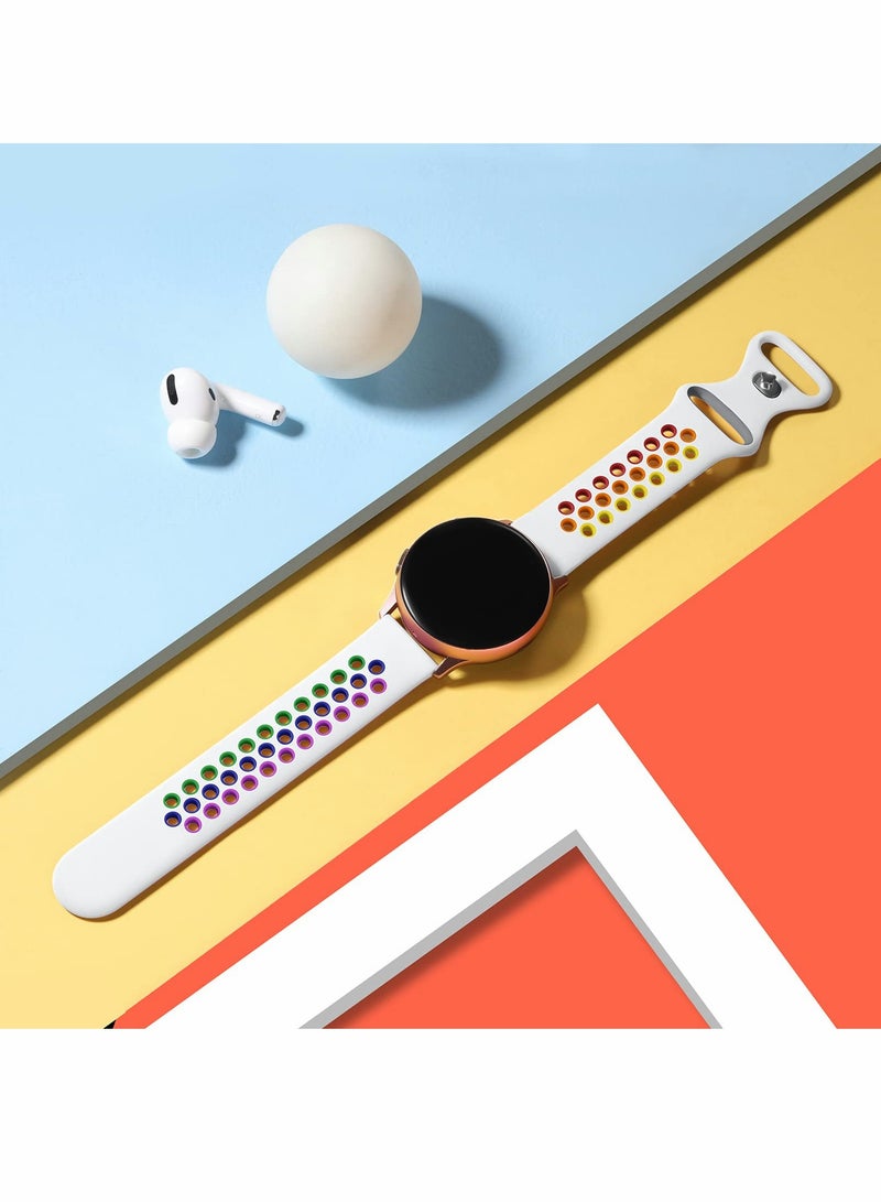 Excefore Compatible for Samsung Galaxy Watch Active 2 Bands/Galaxy Watch 4 Band & Galaxy Watch 5 Band 40mm 44mm/ Galaxy Watch 5 Pro Bands 45mm, Soft Silicone 20mm Sport Strap for Men Women, White Large - Image 2