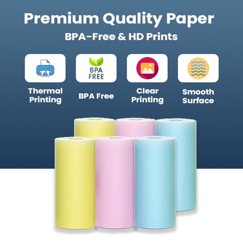 Seznik Non Sticky Thermal Paper Rolls, Non Adhesive Continuous 57mm Width Thermal Paper, 2 inch Thermal Paper for Mini Thermal Printer (MultiColour-57mm Width - Continuous Non Sticky Roll-Pack of 6) - Image 2
