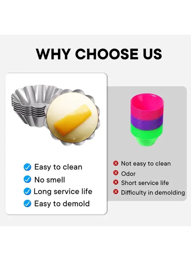 6 Inch 4 Pack Nonstick Aluminum Egg Tart Molds Fluted Ruffled Edge Baking Pan - Image 5