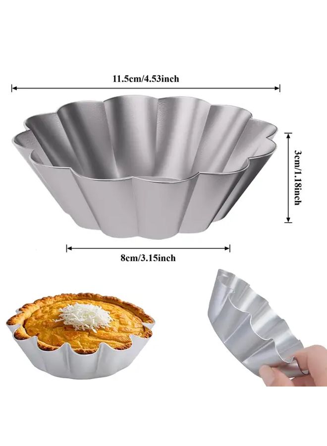6 Inch 4 Pack Nonstick Aluminum Egg Tart Molds Fluted Ruffled Edge Baking Pan - Image 3