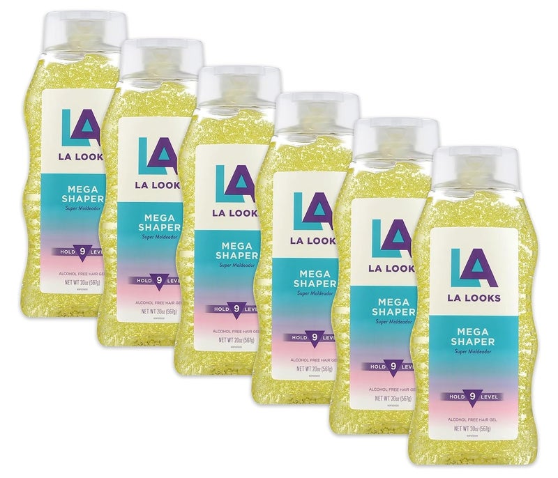 L.A. Looks LA Looks Mega Shaper Hair Gel, All-Day Flexible Hold, Healthy Shine, Humidity Resistant, Alcohol-Free, Strong Styling Gel for All Hair Types, Level 9 Hold, 20 oz (Pack of 6) - Image 1