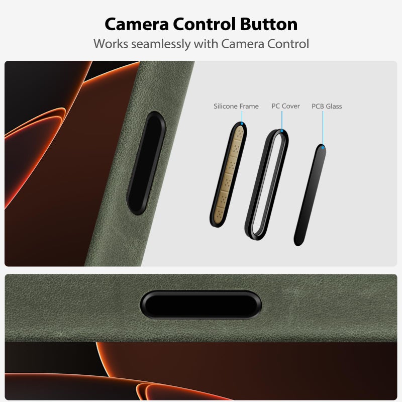 Belemay Handcrafted Crazy Horse Leather Case for iPhone 17 Pro Max, Compatible with MagSafe, Vintage Aesthetic, Two-Tone Effect, Unique Patina, Camera Control Button Coverage (6.9"), Pine Green - Image 5