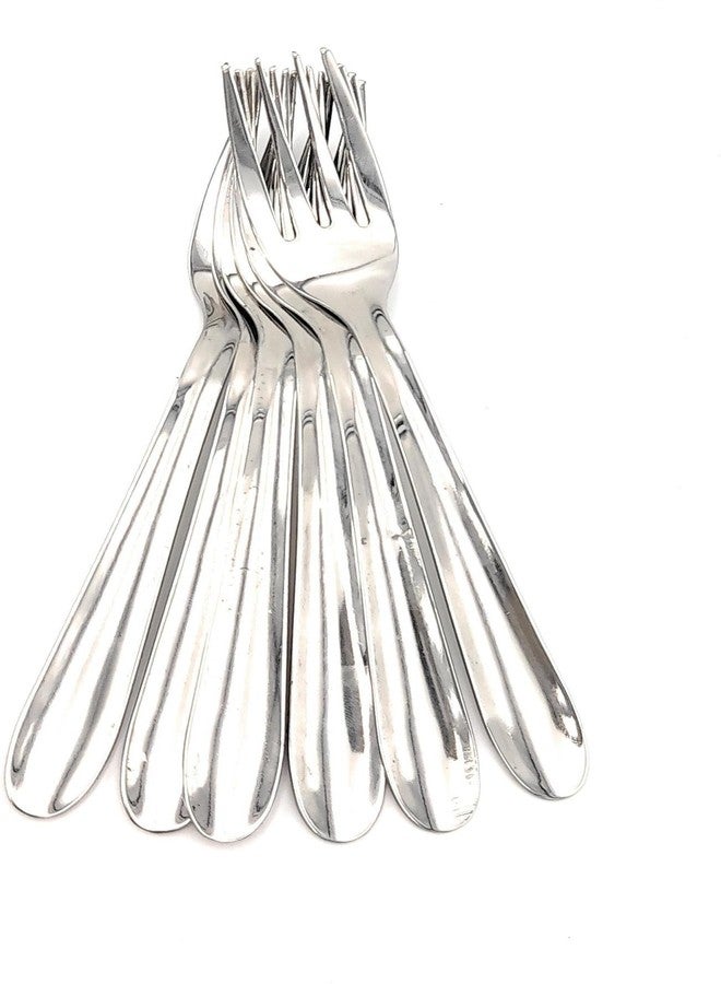 SHLINCO Cutlery Stainless Steel Dinner Forks with Pearled Edge, Set of 6 Steel Serving Fork Set Steel Dinner Fork Set (Pack of 6) - Image 1