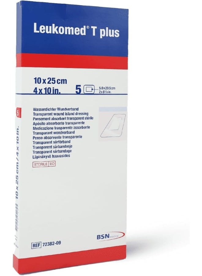 BSN Medical BSN Medical Leukomed T Plus Sterile Transparent Waterproof Adhesive Film Dressing with Pad, 10 cm x 25 cm Size  - Image 3