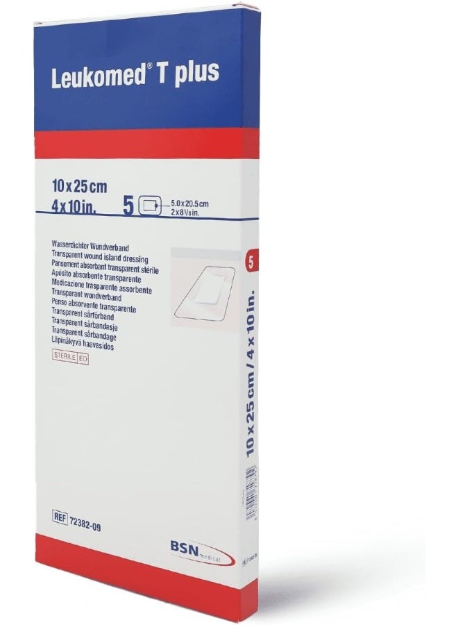 BSN Medical BSN Medical Leukomed T Plus Sterile Transparent Waterproof Adhesive Film Dressing with Pad, 10 cm x 25 cm Size  - Image 4