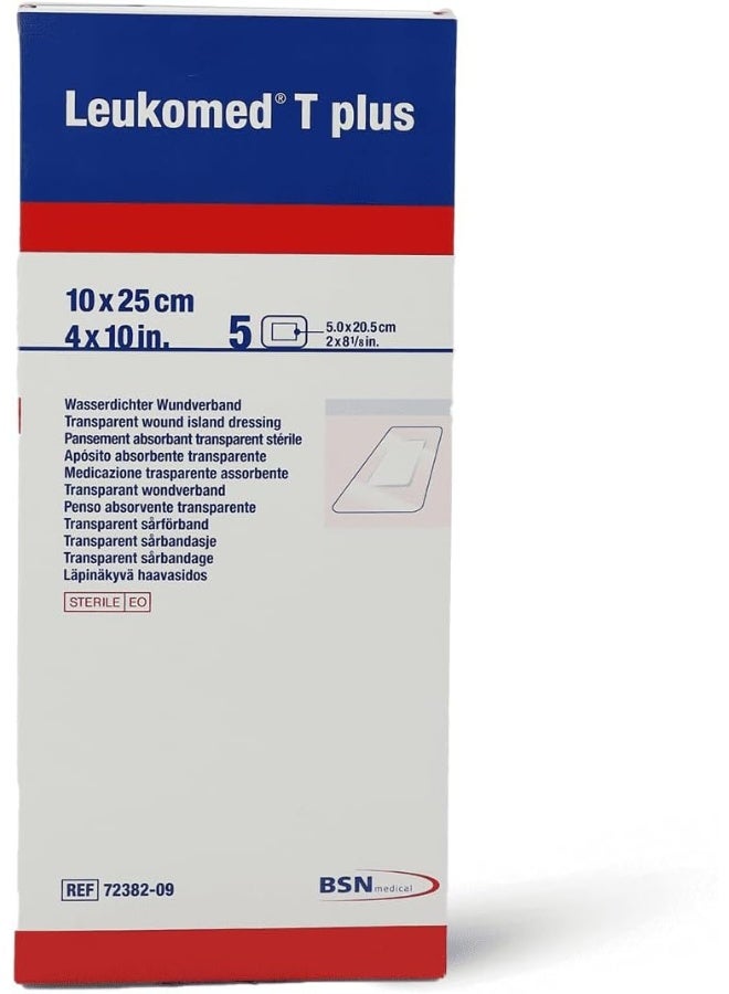 BSN Medical BSN Medical Leukomed T Plus Sterile Transparent Waterproof Adhesive Film Dressing with Pad, 10 cm x 25 cm Size  - Image 2