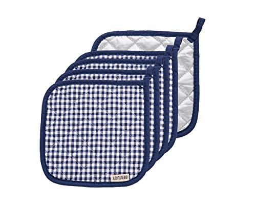 5 PCS Pot Holders for Kitchen Cotton Potholers with Great Heat Resistance Hot Pads Trivets for Cooking and Baking Blue