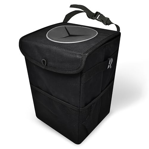EcoNour Car Trash Can with Lid (1.5 Gallons), Hanging Garbage Can, Water Proof Trash Bag for Car, SUV, Truck, Car Trash Bin (Black), Car Trash Accessories with Multipurpose Storage - Image 1