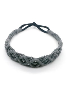 Luzen 1Pcs Crochet Headbands Elastic Macrame Boho Headbands Braided Hairband Headpiece Headwrap Headwear Hair Accessories For Women Girls Sport And Fashion Grey  - Image 1