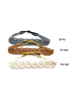 Luzen 1Pcs Crochet Headbands Elastic Macrame Boho Headbands Braided Hairband Headpiece Headwrap Headwear Hair Accessories For Women Girls Sport And Fashion Grey  - Image 2