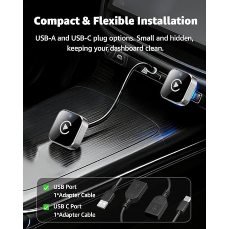 محول CarPlay اللاسلكي ومحول Android التلقائي، 2026 ترقية 2 في 1 توصيل وتشغيل دونجل USB/USB-C، يحول السلك إلى لاسلكي للسيارات، اتصال سريع ومستقر، يناسب iPhone وAndroid، فضي - Image 4