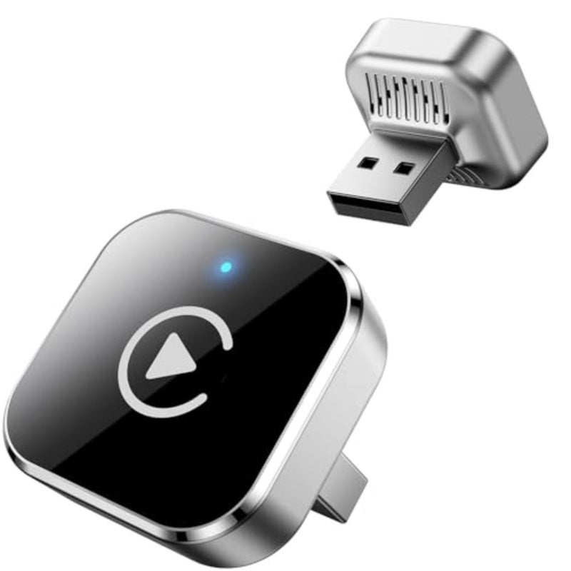 محول CarPlay اللاسلكي ومحول Android التلقائي، 2026 ترقية 2 في 1 توصيل وتشغيل دونجل USB/USB-C، يحول السلك إلى لاسلكي للسيارات، اتصال سريع ومستقر، يناسب iPhone وAndroid، فضي - Image 1