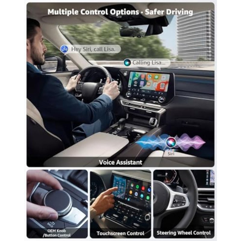 محول CarPlay اللاسلكي ومحول Android التلقائي، 2026 ترقية 2 في 1 توصيل وتشغيل دونجل USB/USB-C، يحول السلك إلى لاسلكي للسيارات، اتصال سريع ومستقر، يناسب iPhone وAndroid، فضي - Image 5