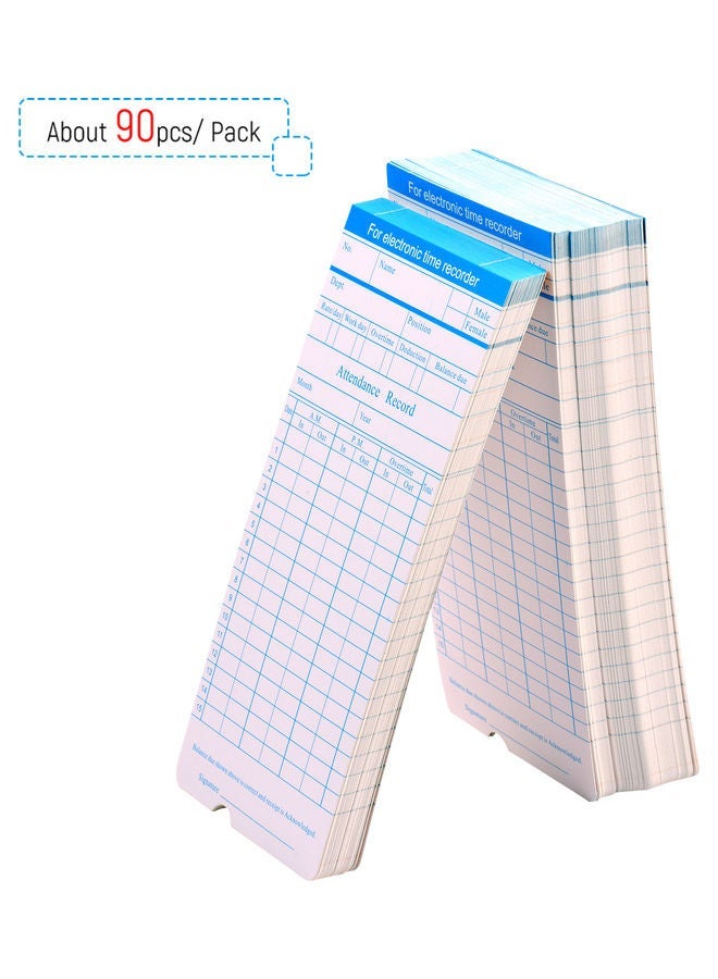 Pack Of 90 Attendance Time Clock Cards White/Blue - Image 5